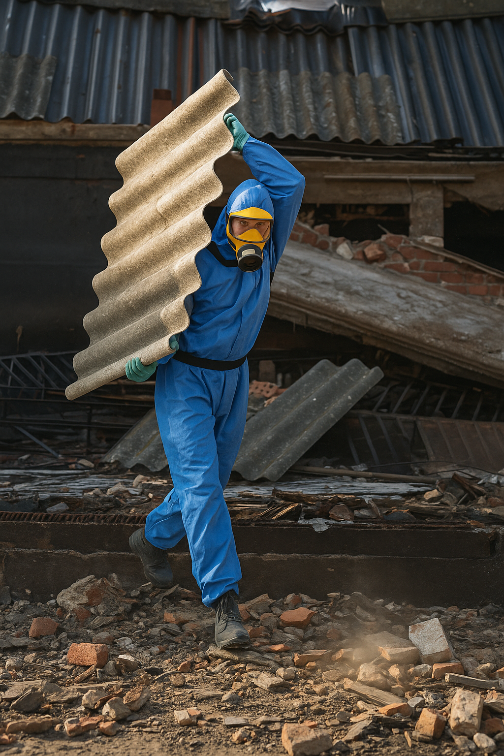 Asbestos survey being performed by qualified technician at Hounslow