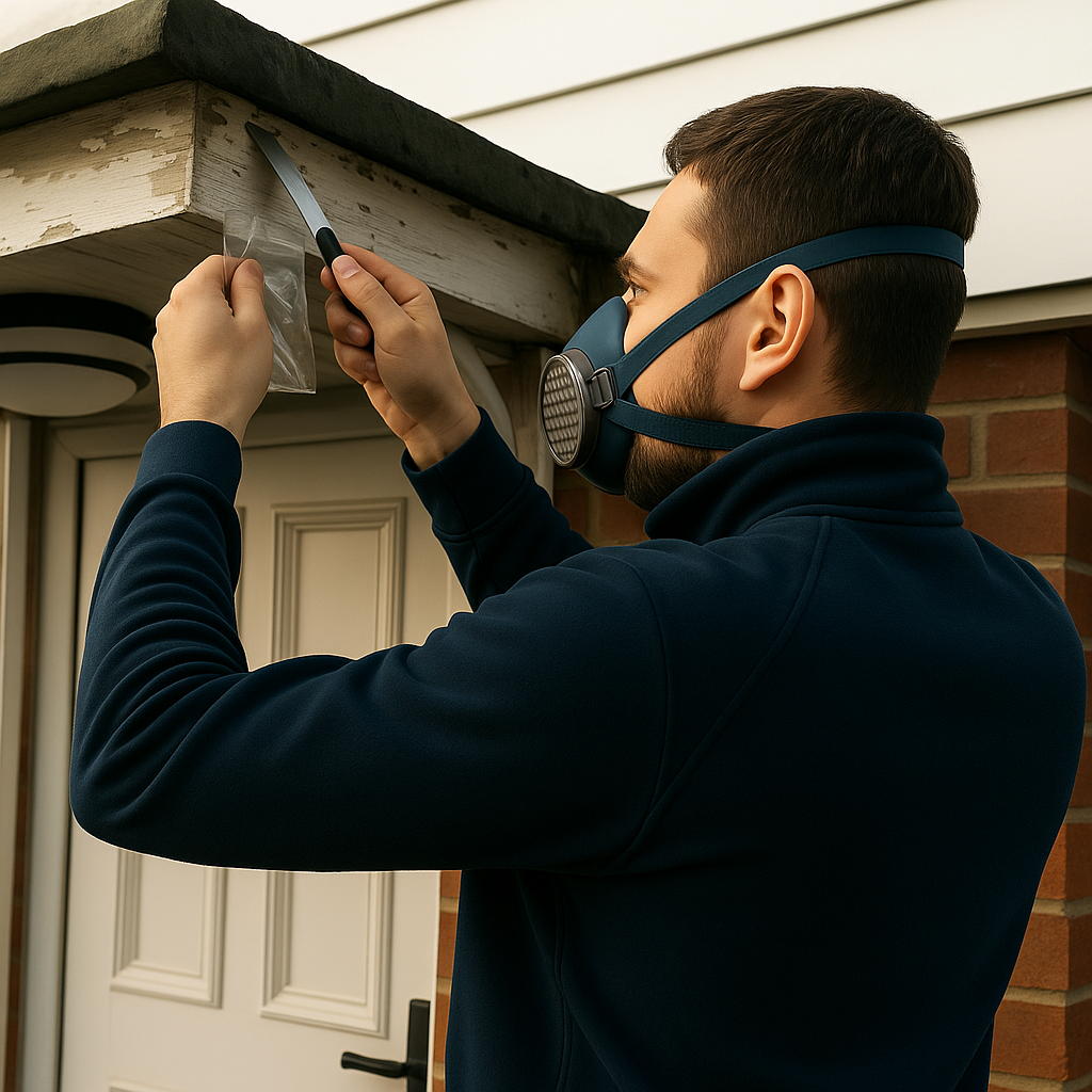 Certified asbestos specialist at work at New Ash Green